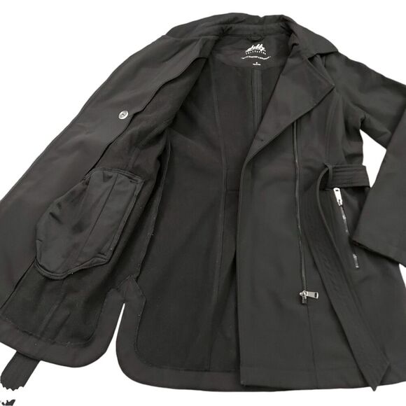 Sebby Collection Soft Shell Trench Coat Womens Medium Black Water Resistant - Picture 5 of 11
